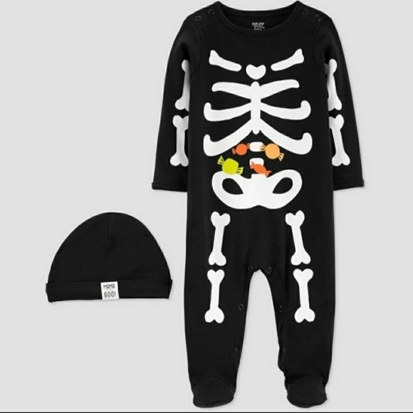 NWT Carters "Mama is my Boo" Onsie Outfit w Beanie Hat Halloween Candy Baby New - Picture 1 of 4
